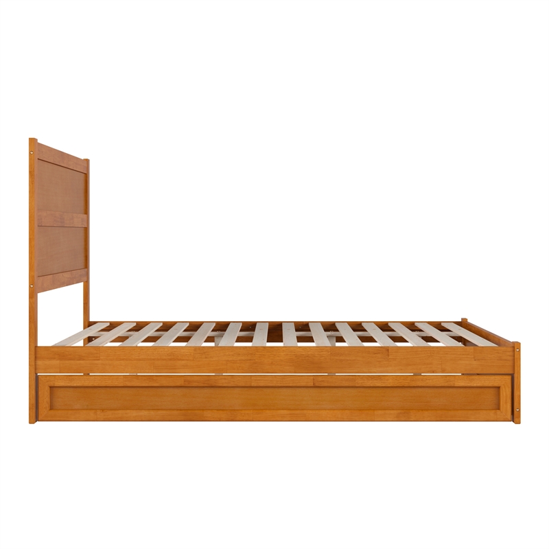 Aveline Queen Platform Bed with Matching Footboard & TXL Trundle in Light Toffee
