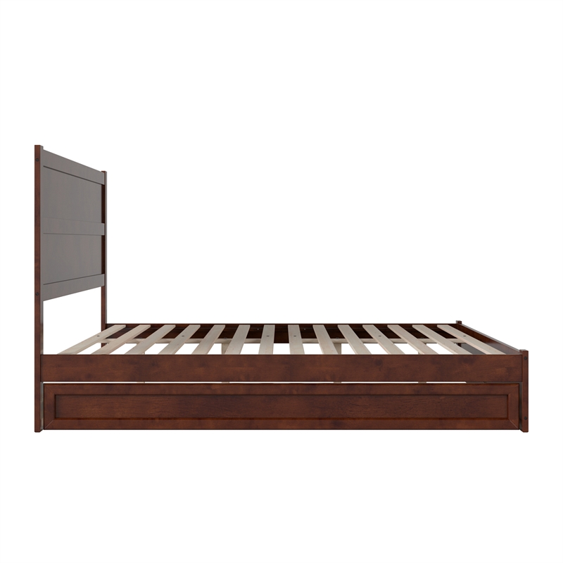 Aveline King Platform Bed with Matching Footboard & Twin XL Trundle in Walnut