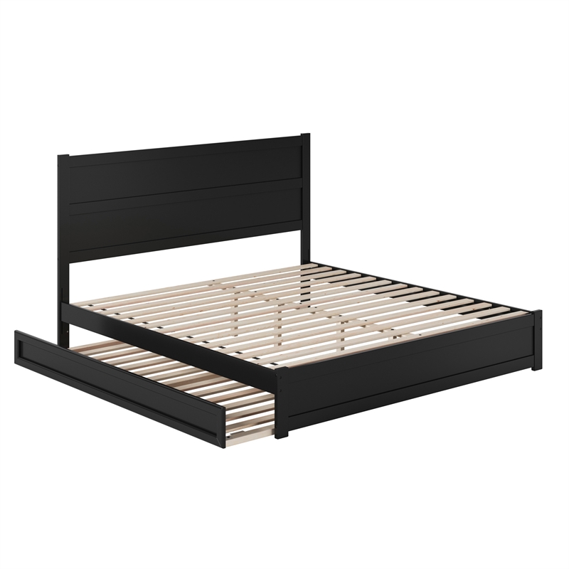 Aveline King Platform Bed with Matching Footboard & Twin XL Trundle in Black