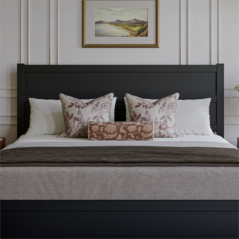 Aveline King Platform Bed with Matching Footboard & Twin XL Trundle in Black