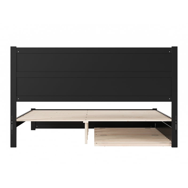 Aveline King Platform Bed with Matching Footboard & Twin XL Trundle in Black