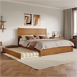 Aveline King Wood Platform Bed wMatching Footboard & TXL Trundle in Light Toffee