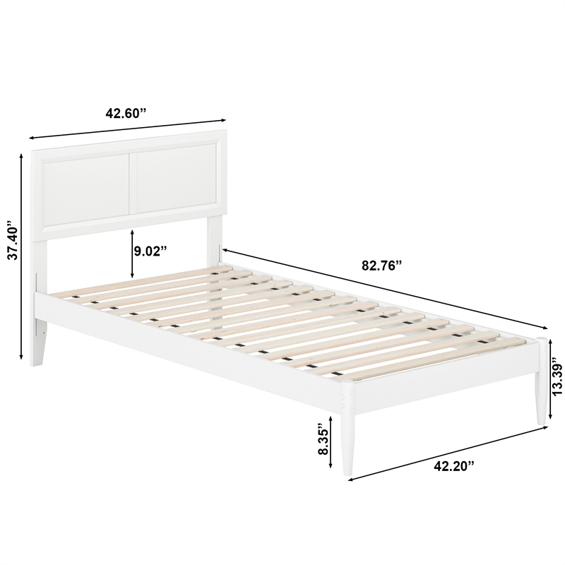 Ellarie Twin XL Solid Wood Platform Bed in White