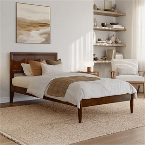 Ellarie Twin XL Solid Wood Platform Bed in Walnut