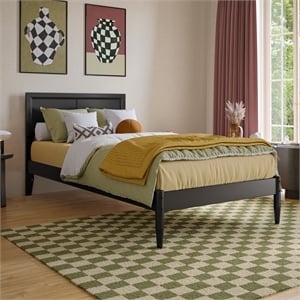 Ellarie Twin XL Wood Platform Bed in Black