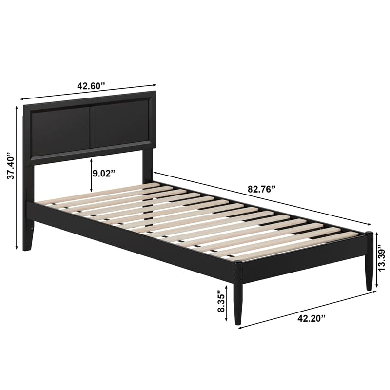 Ellarie Twin XL Wood Platform Bed in Black