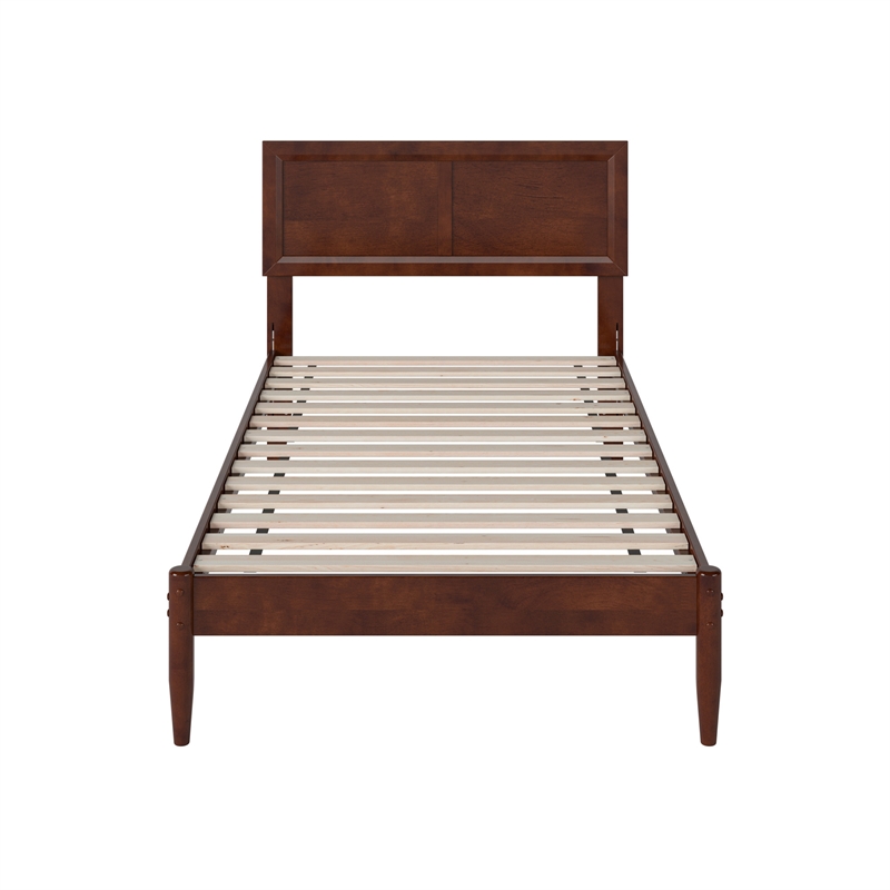 Ellarie Twin Wood Platform Bed in Walnut