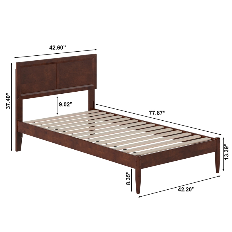 Ellarie Twin Wood Platform Bed in Walnut