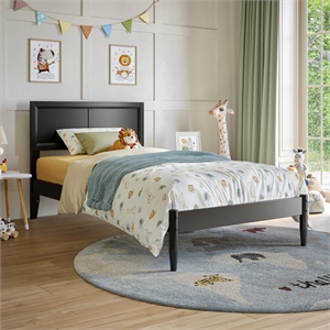 Ellarie Twin Solid Wood Platform Bed in Black