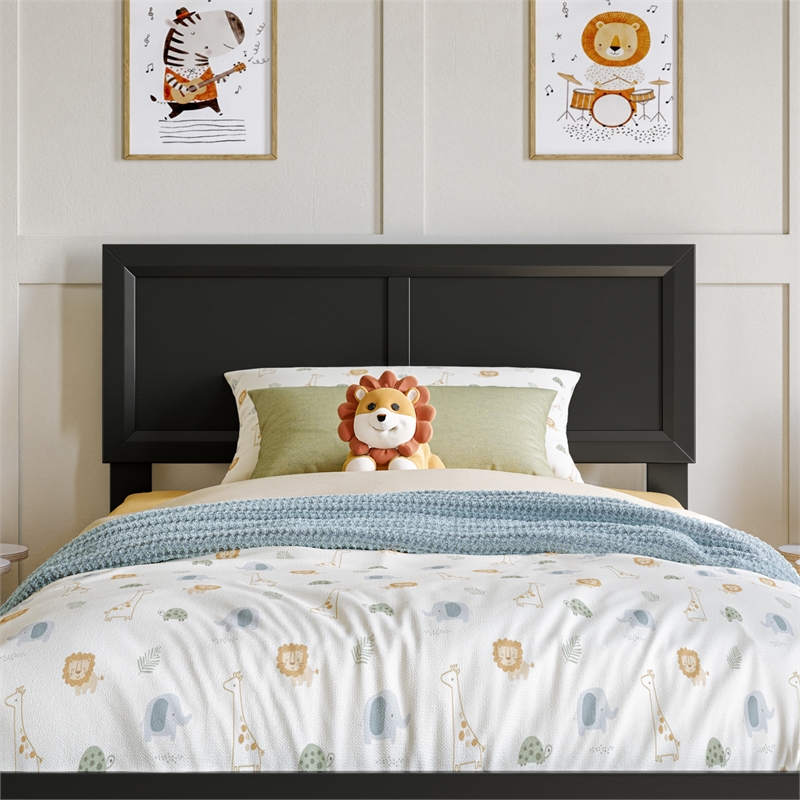 Ellarie Twin Solid Wood Platform Bed in Black