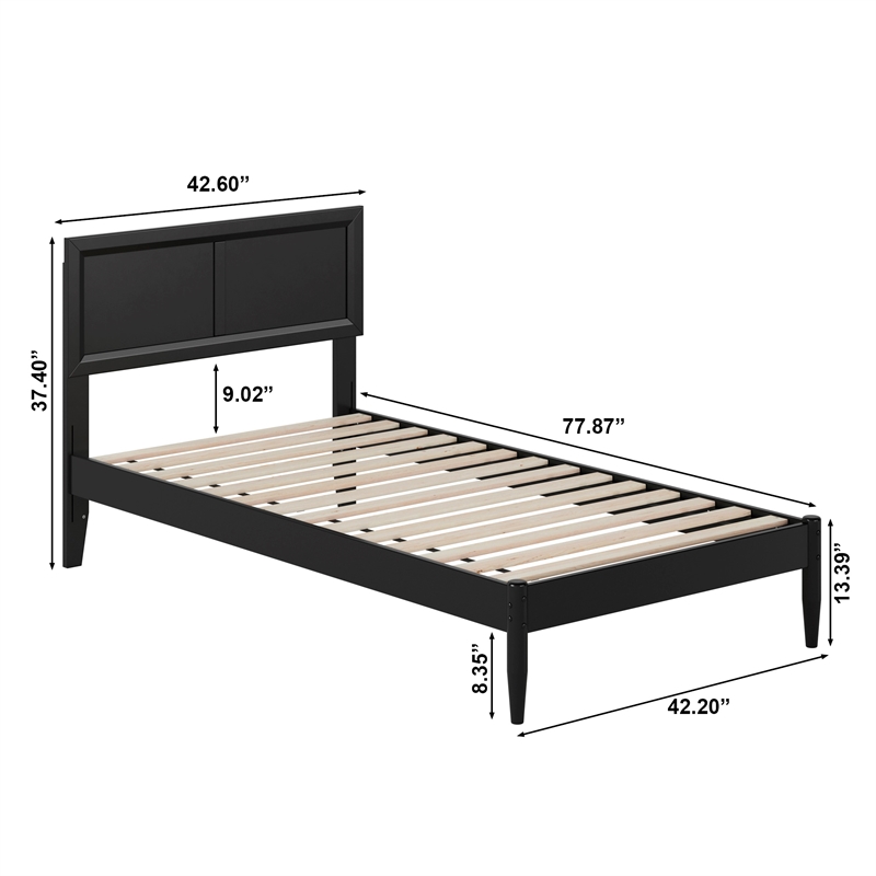 Ellarie Twin Solid Wood Platform Bed in Black