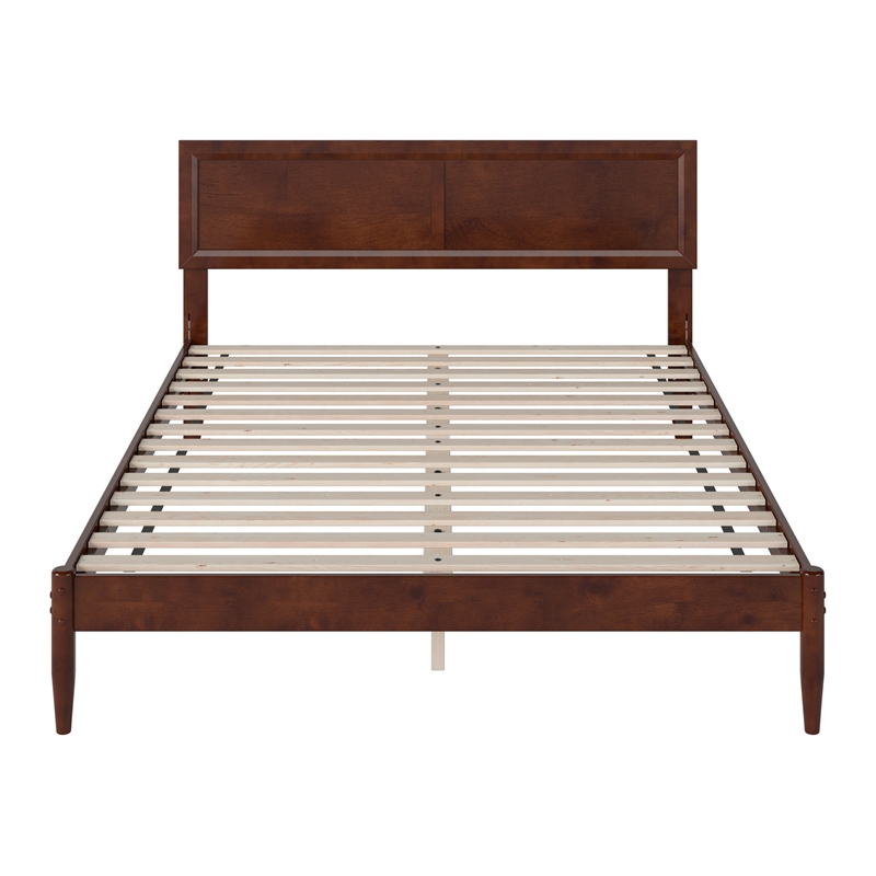 Ellarie Queen Solid Wood Platform Bed in Walnut