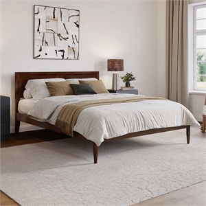 Ellarie Queen Solid Wood Platform Bed in Walnut