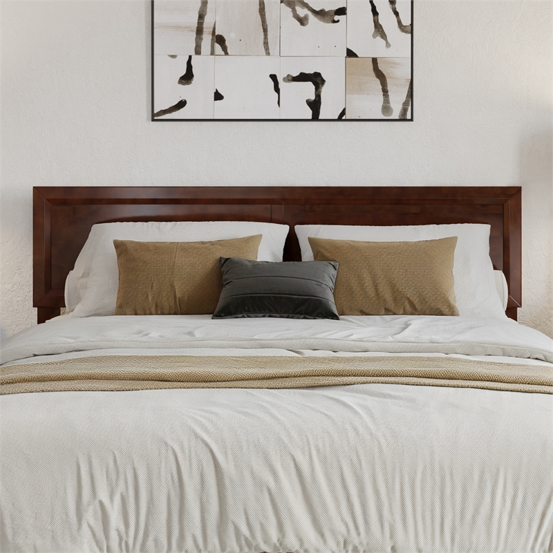 Ellarie Queen Solid Wood Platform Bed in Walnut