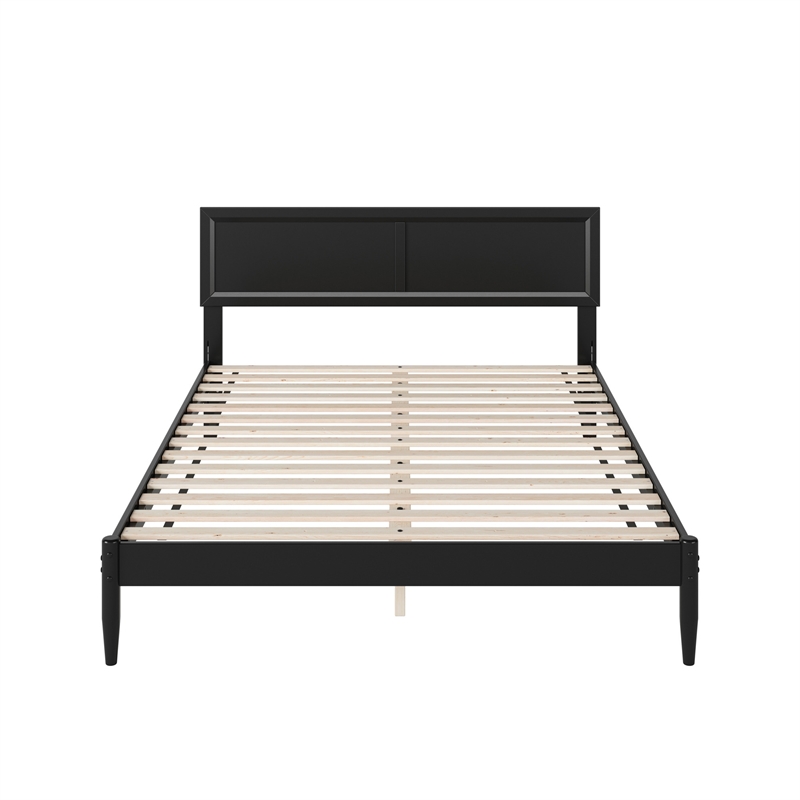 Ellarie Queen Solid Wood Platform Bed in Black
