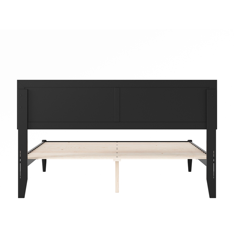 Ellarie Queen Solid Wood Platform Bed in Black