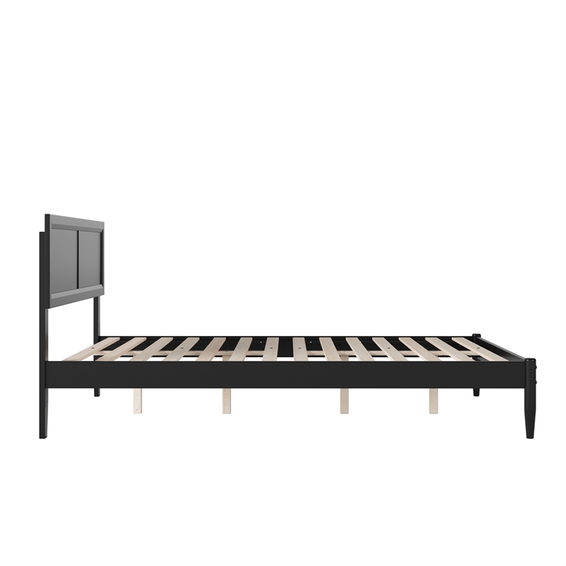 Ellarie Queen Solid Wood Platform Bed in Black