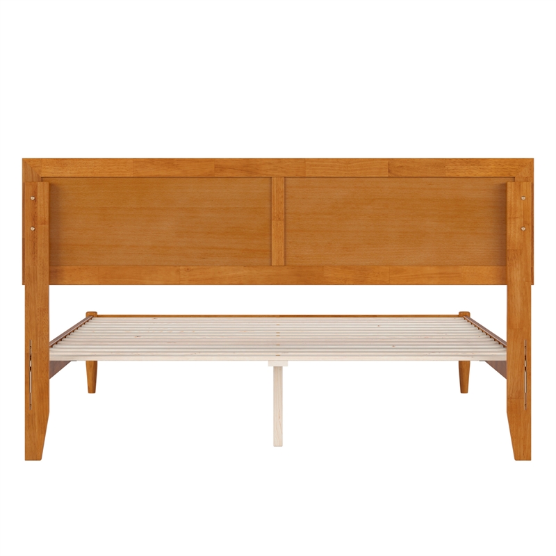 Ellarie Queen Wood Platform Bed in Light Toffee