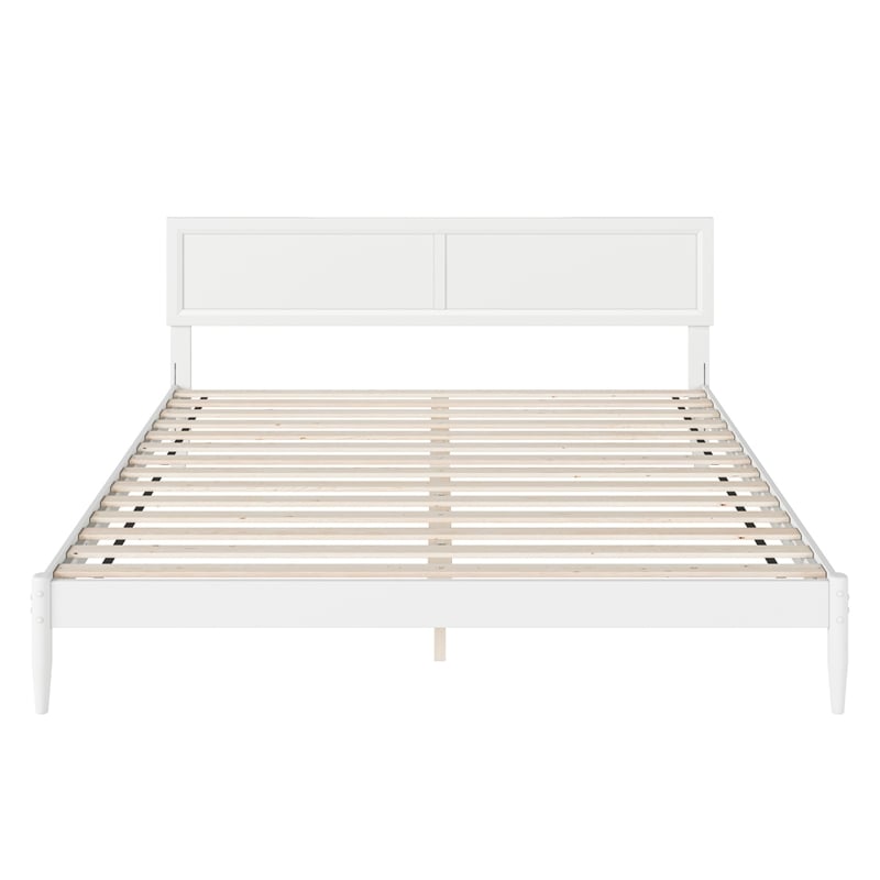 Ellarie King Solid Wood Platform Bed in White