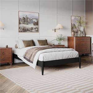 Pasadena 12&quot Full Low Profile Solid Wood Platform Bed in Black