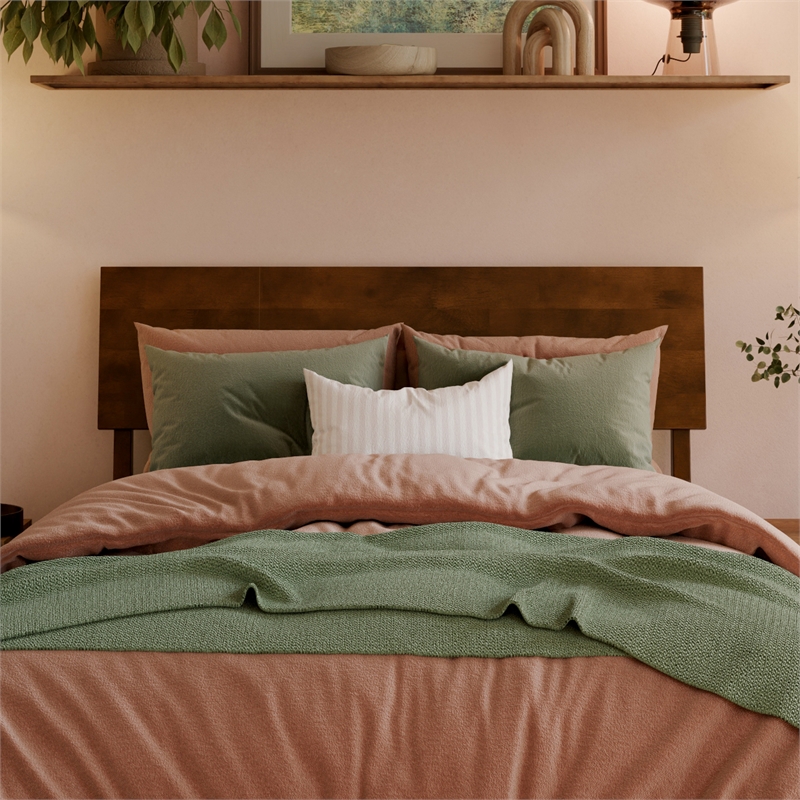 Norla Twin XL Wood Platform Bed with Footboard and Drawers in Walnut