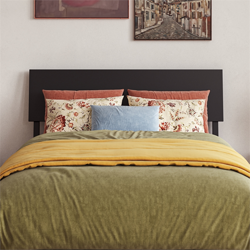 Norla Twin XL Wood Platform Bed with Footboard and Drawers in Black