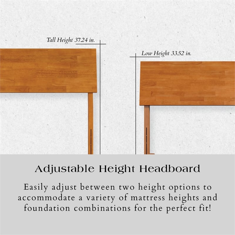 Norla Twin XL Wood Platform Bed with Footboard and Drawers in Light Toffee