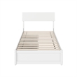 Norla Twin Wood Platform Bed with Footboard and Drawers in White