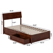 Norla Twin Wood Platform Bed with Footboard and Drawers in Walnut