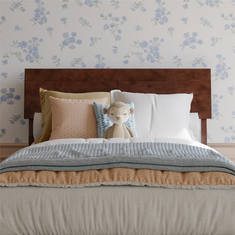 Norla Twin Wood Platform Bed with Footboard and Drawers in Walnut