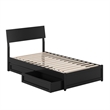 Norla Twin Wood Platform Bed with Footboard and Drawers in Black