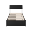 Norla Twin Wood Platform Bed with Footboard and Drawers in Black