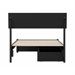 Norla Twin Wood Platform Bed with Footboard and Drawers in Black