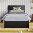 Norla Twin Wood Platform Bed with Footboard and Drawers in Black