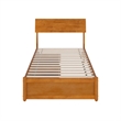 Norla Twin Wood Platform Bed with Footboard and Drawers in Light Toffee