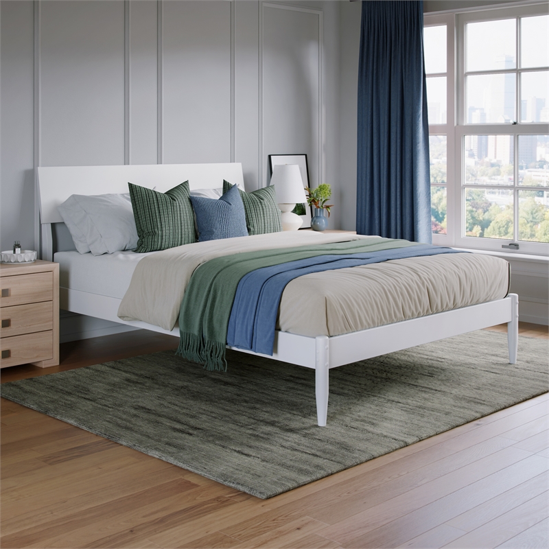 Bradford Full Wood Platform Bed in White