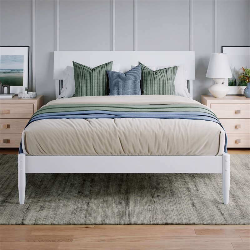 Bradford Full Wood Platform Bed in White