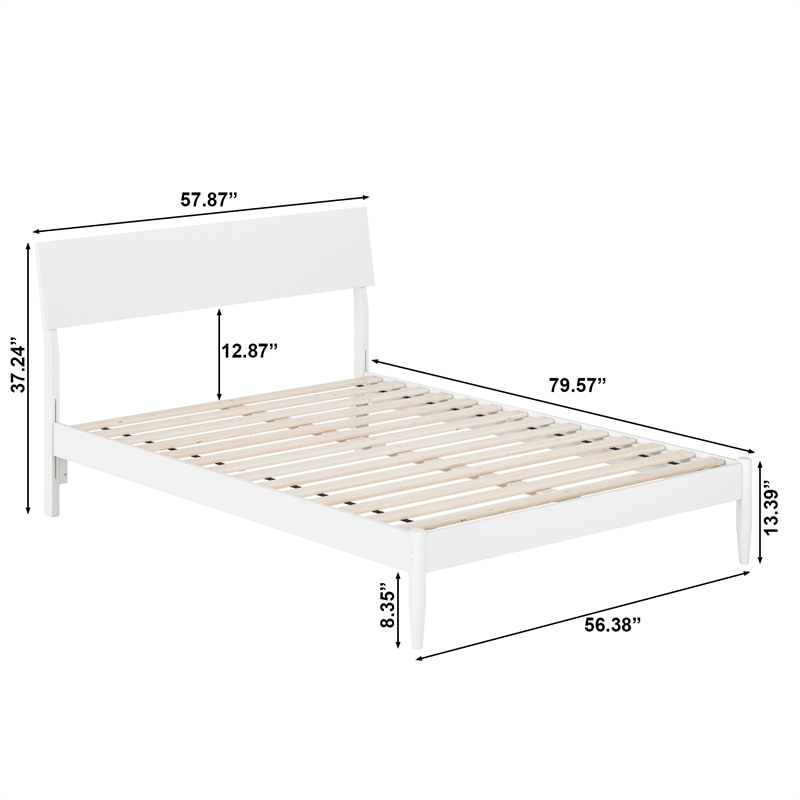 Bradford Full Wood Platform Bed in White