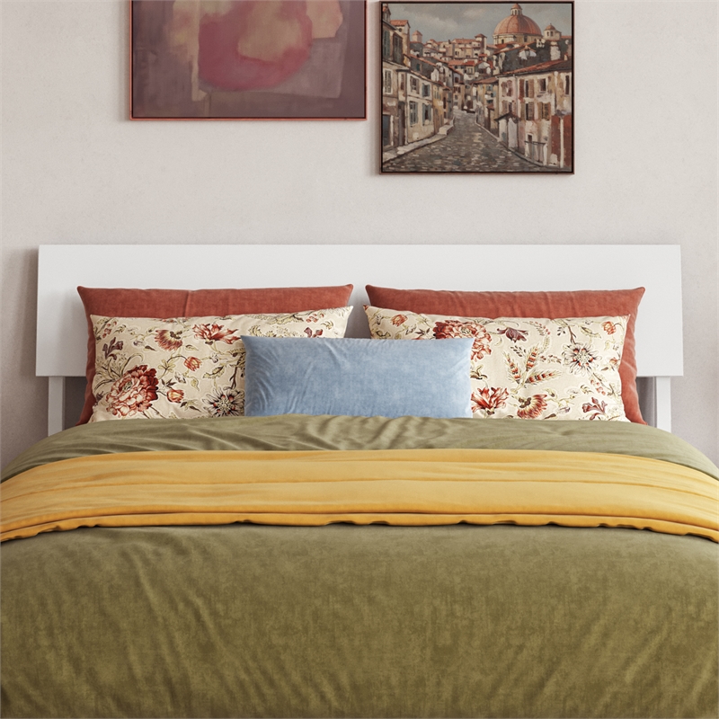 Norla Full Wood Platform Bed with Footboard and Drawers in White