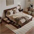 Norla Queen Wood Platform Bed with Footboard and Drawers in Walnut