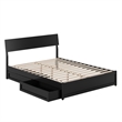 Norla Queen Wood Platform Bed with Footboard and Drawers in Black