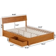 Norla Queen Wood Platform Bed with Footboard and Drawers in Light Toffee