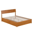 Norla Queen Wood Platform Bed with Footboard and Drawers in Light Toffee