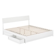 Norla King Wood Platform Bed with Footboard and Drawers in White