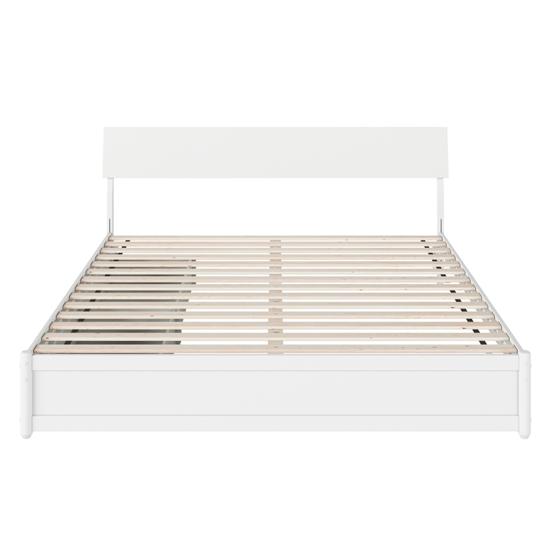 Norla King Wood Platform Bed with Footboard and Drawers in White