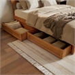 Norla King Wood Platform Bed with Footboard and Drawers in Light Toffee