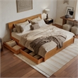Norla King Wood Platform Bed with Footboard and Drawers in Light Toffee