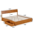 Norla King Wood Platform Bed with Footboard and Drawers in Light Toffee
