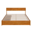 Norla King Wood Platform Bed with Footboard and Drawers in Light Toffee
