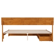 Norla King Wood Platform Bed with Footboard and Drawers in Light Toffee